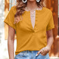 Casual Solid Color Single Breasted Ladies T-shirt Tops