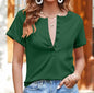 Casual Solid Color Single Breasted Ladies T-shirt Tops