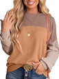 Colorblock Casual Loose Sweater Pullover Top T-shirt