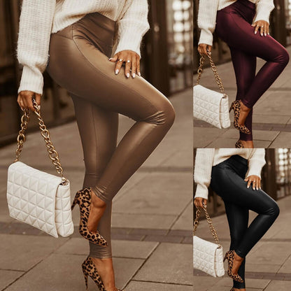 Fashion Faux Leather Skinny Stretch Trousers