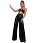 High-end Solid Color Wide-leg Drapey Sequined Casual Pants