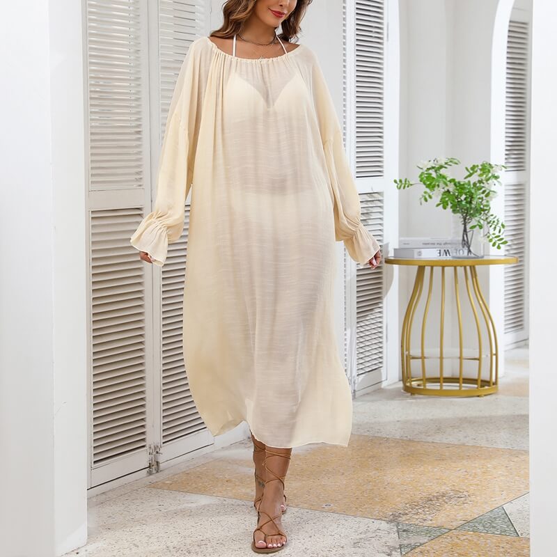 Home Dress Round Neck Deep V Big Backless Bikini Outer Cover-up