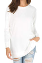 Loose Crew Neck Long Sleeve Sweater with Slits