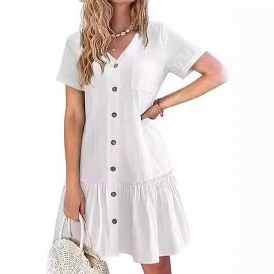 Ruffle Hem Casual Short Sleeve Dress