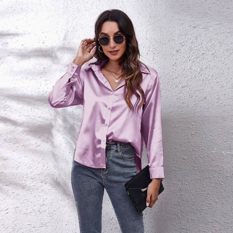 Satin Silk Long Sleeve Shirt