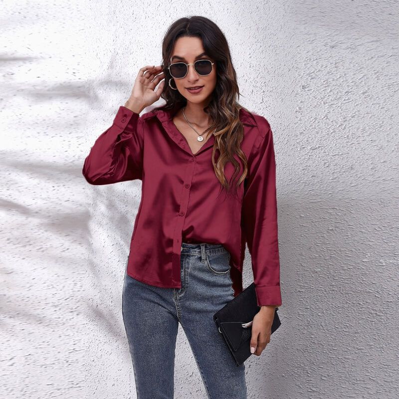 Satin Silk Long Sleeve Shirt