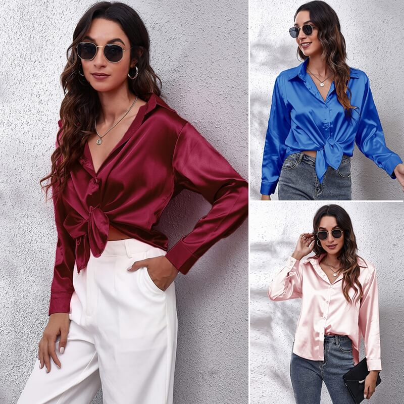 Satin Silk Long Sleeve Shirt