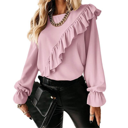 Solid Color Long Sleeve Chiffon Shirt