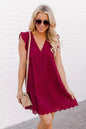 V-neck Jacquard Hollow Sleeveless Lace Dress